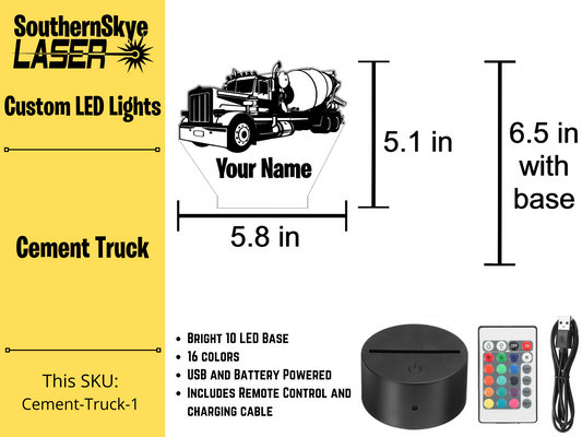 Cement Truck LED Light, Night Light, Desk Light, Personalized Gift