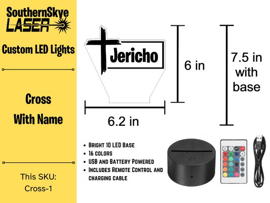 Cross LED Light, Night Light, Desk Light Personalized Gift, Home Decor