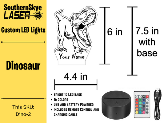 Dinosaur, T-Rex LED Light, Night light, Personalized Gift for kids