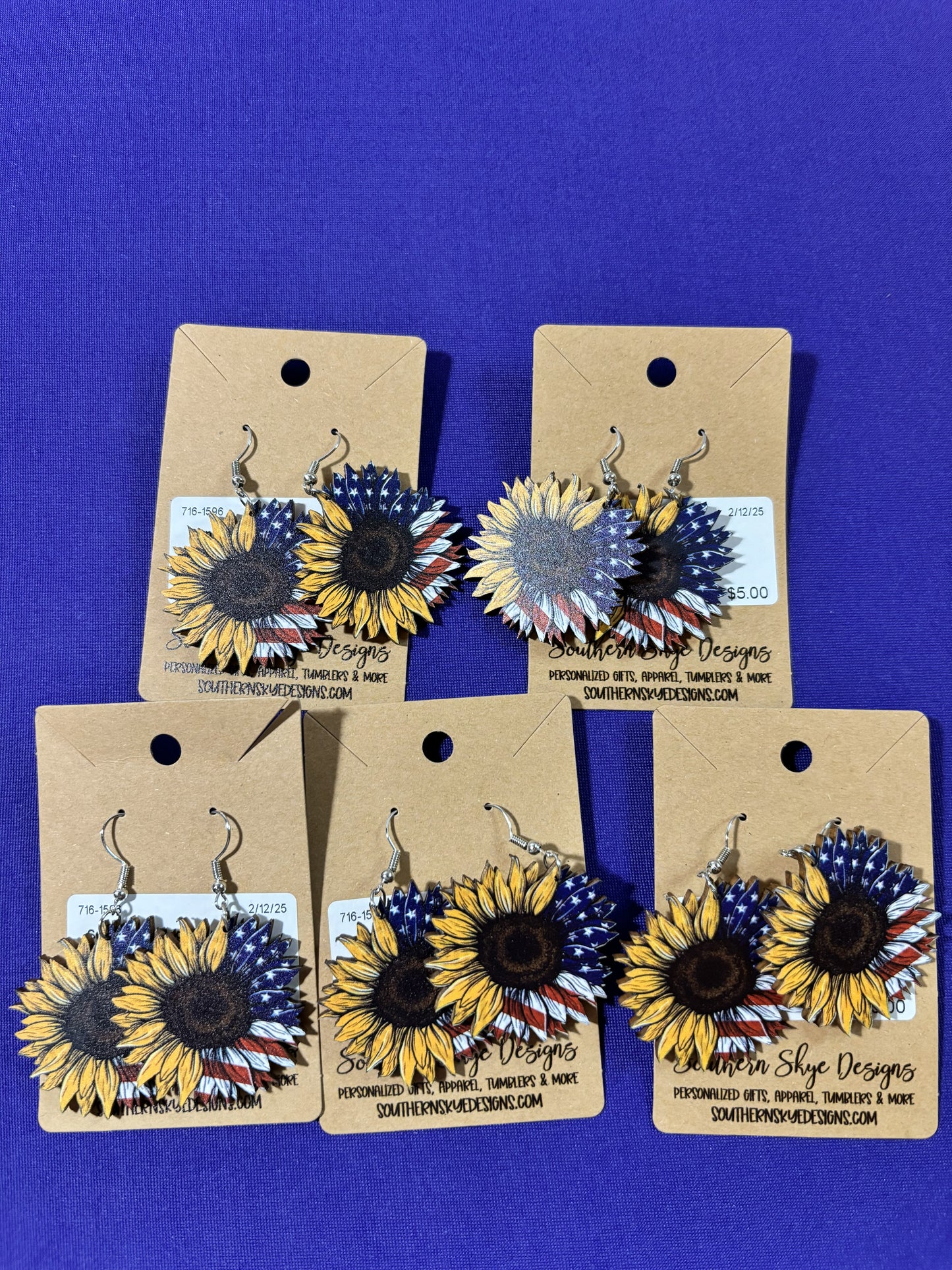 Sunflower Flag Earrings