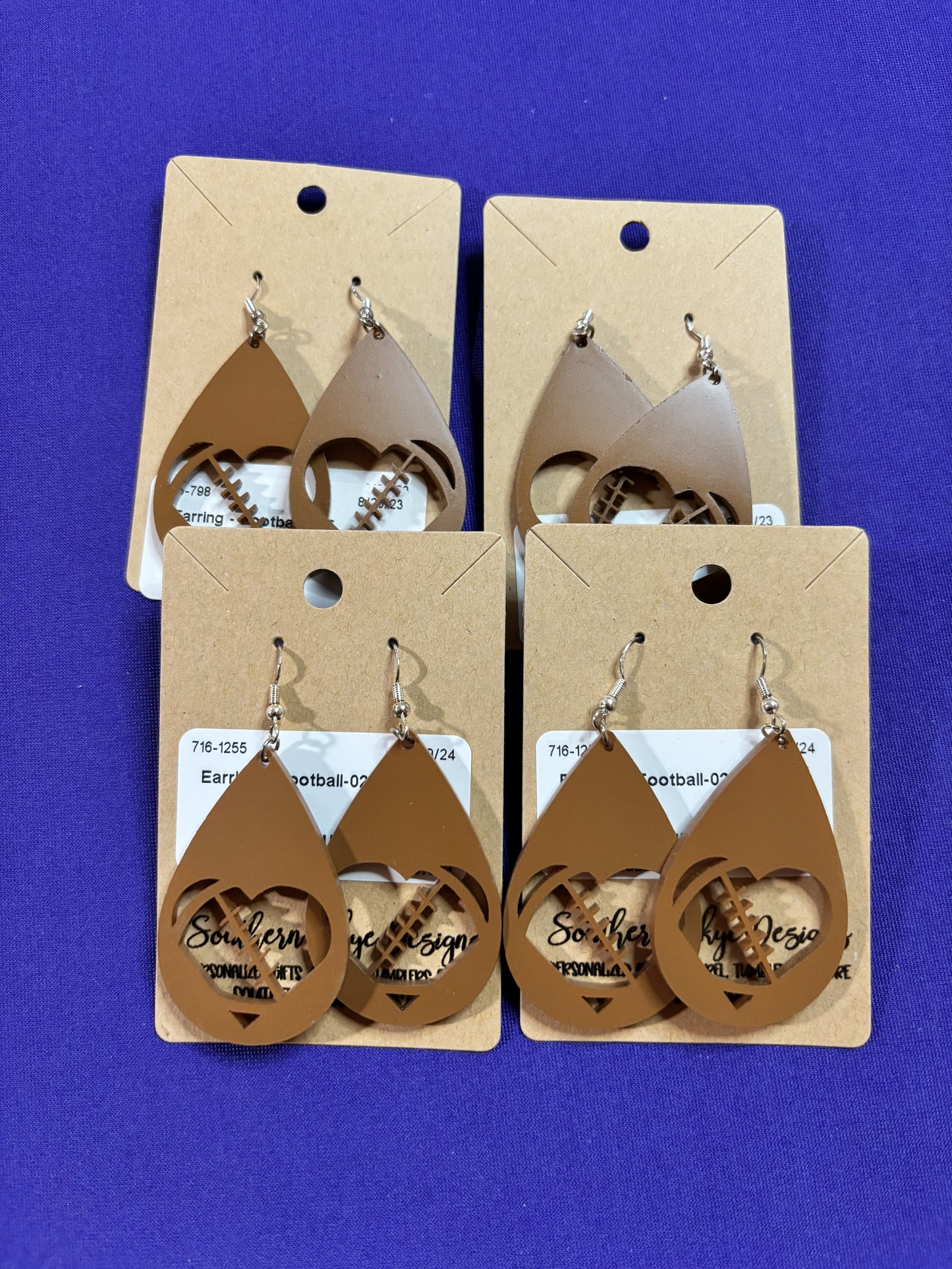 Football Heart Cutout Earrings