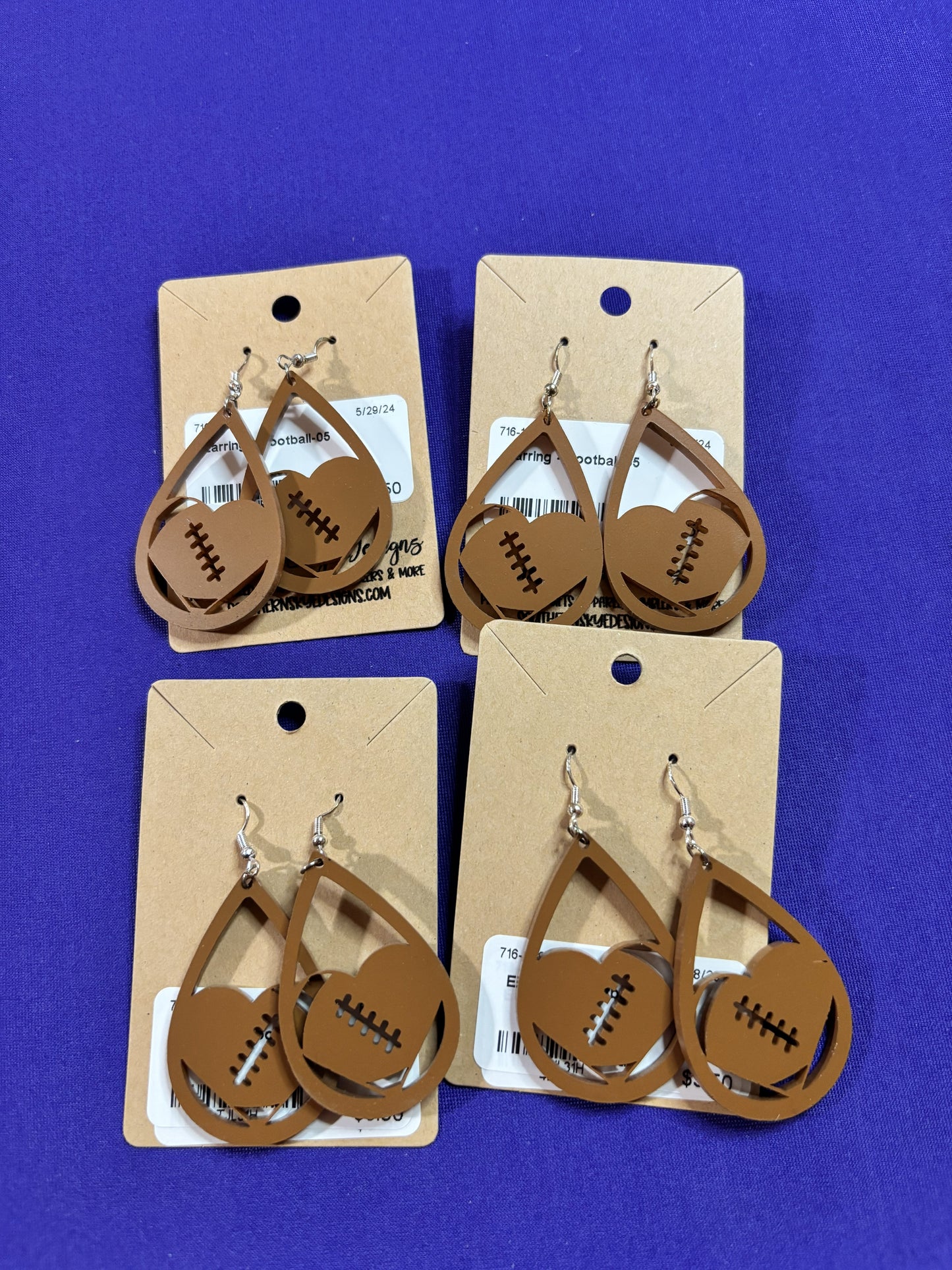 Football Heart Earrings