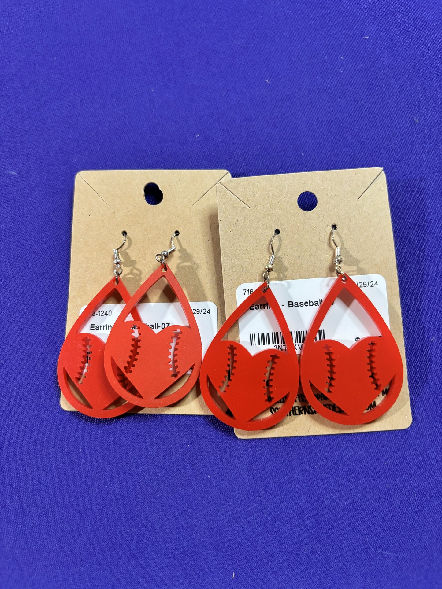 Baseball Heart Earrings