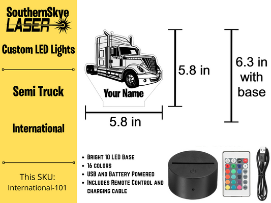 Semi Truck International LED Light, Night Light, Desk Light, Personalized Gift, Truck Driver Gift