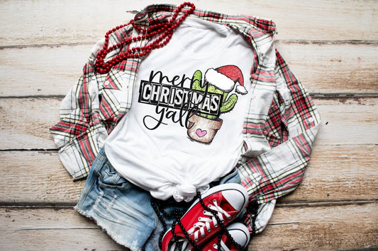 Merry Christmas Y'all Cactus