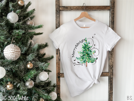 Merry and Bright Watercolor Tree