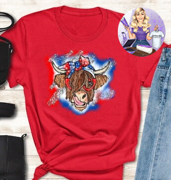 Patriotic Shaggy Cow