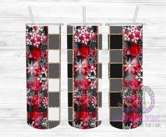 Plaid and Snowflakes Tumbler