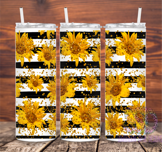 Sunflowers Black Stripes Tumbler