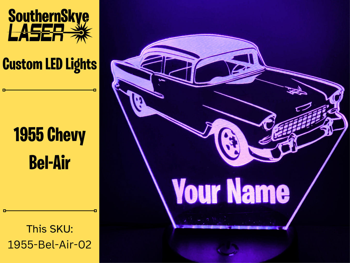 1955 Chevy Bel Air LED Light, Night Light, Desk Light, Personalized Gift