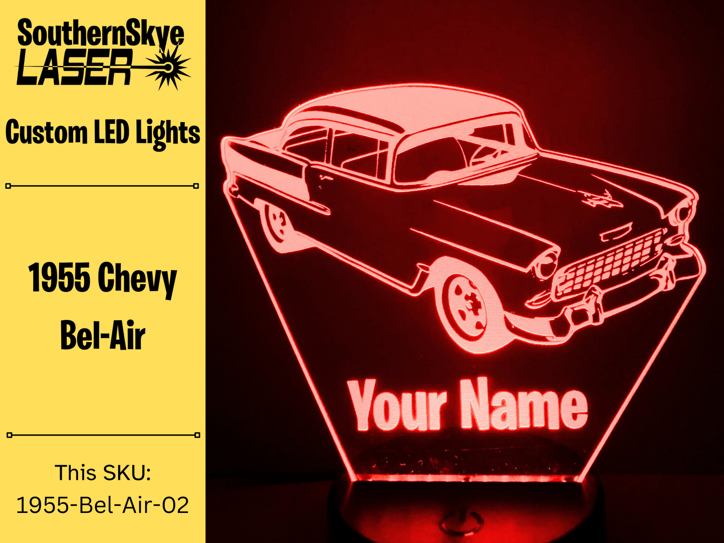 1955 Chevy Bel Air LED Light, Night Light, Desk Light, Personalized Gift