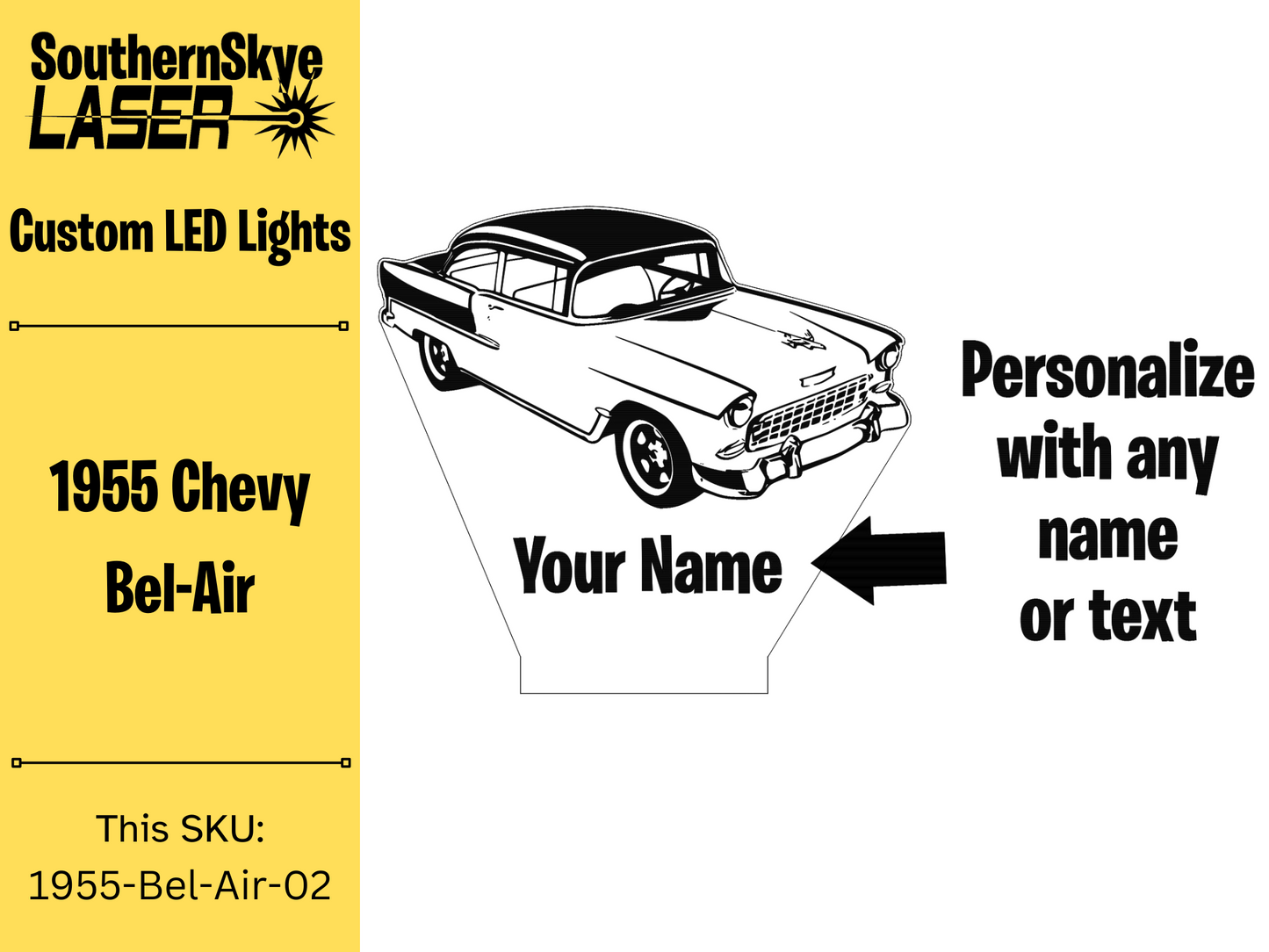 1955 Chevy Bel Air LED Light, Night Light, Desk Light, Personalized Gift