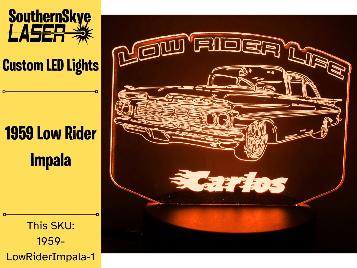 1959 Low-Rider Impala LED Light, Night light, Desk Light, Personalized Gift