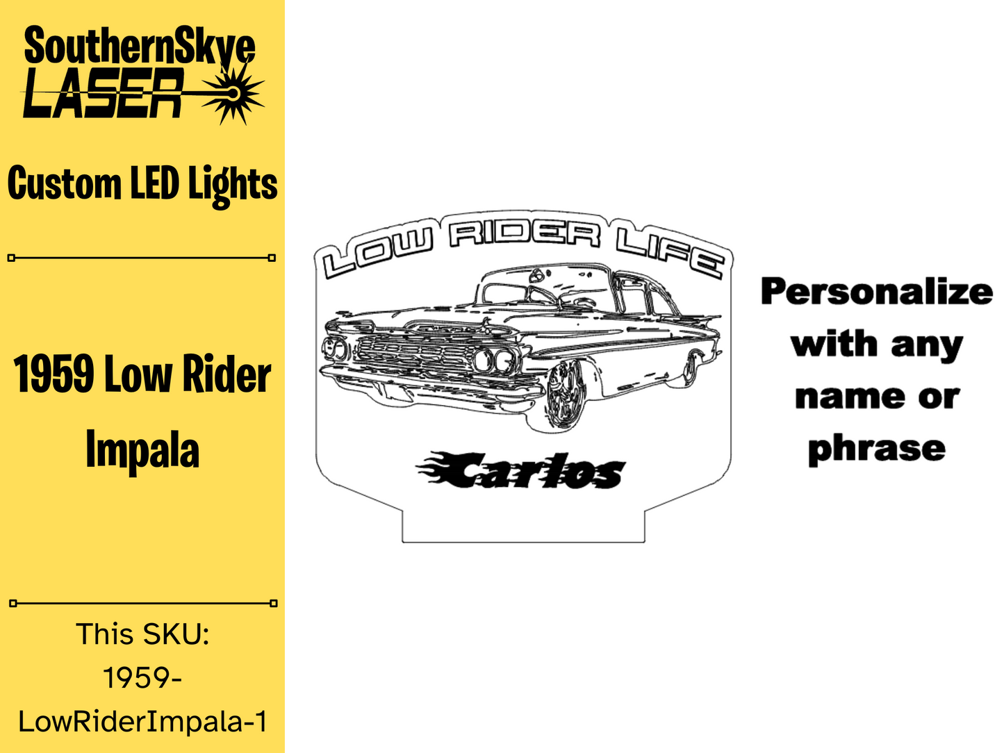 1959 Low-Rider Impala LED Light, Night light, Desk Light, Personalized Gift