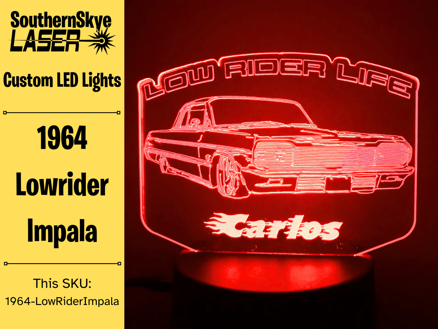 1964 Low-Rider Impala LED Light, Night light, Personalized Gift