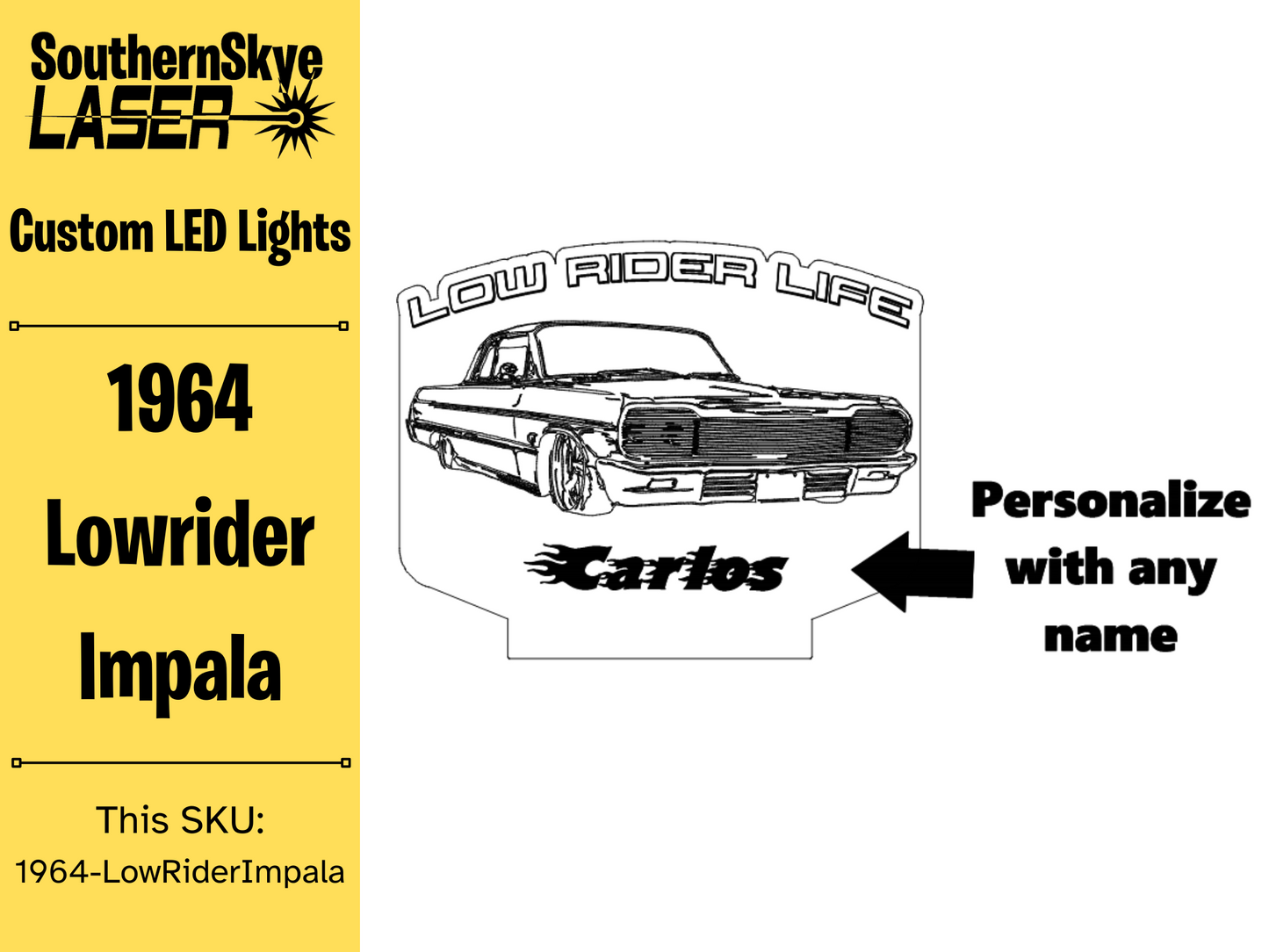 1964 Low-Rider Impala LED Light, Night light, Personalized Gift