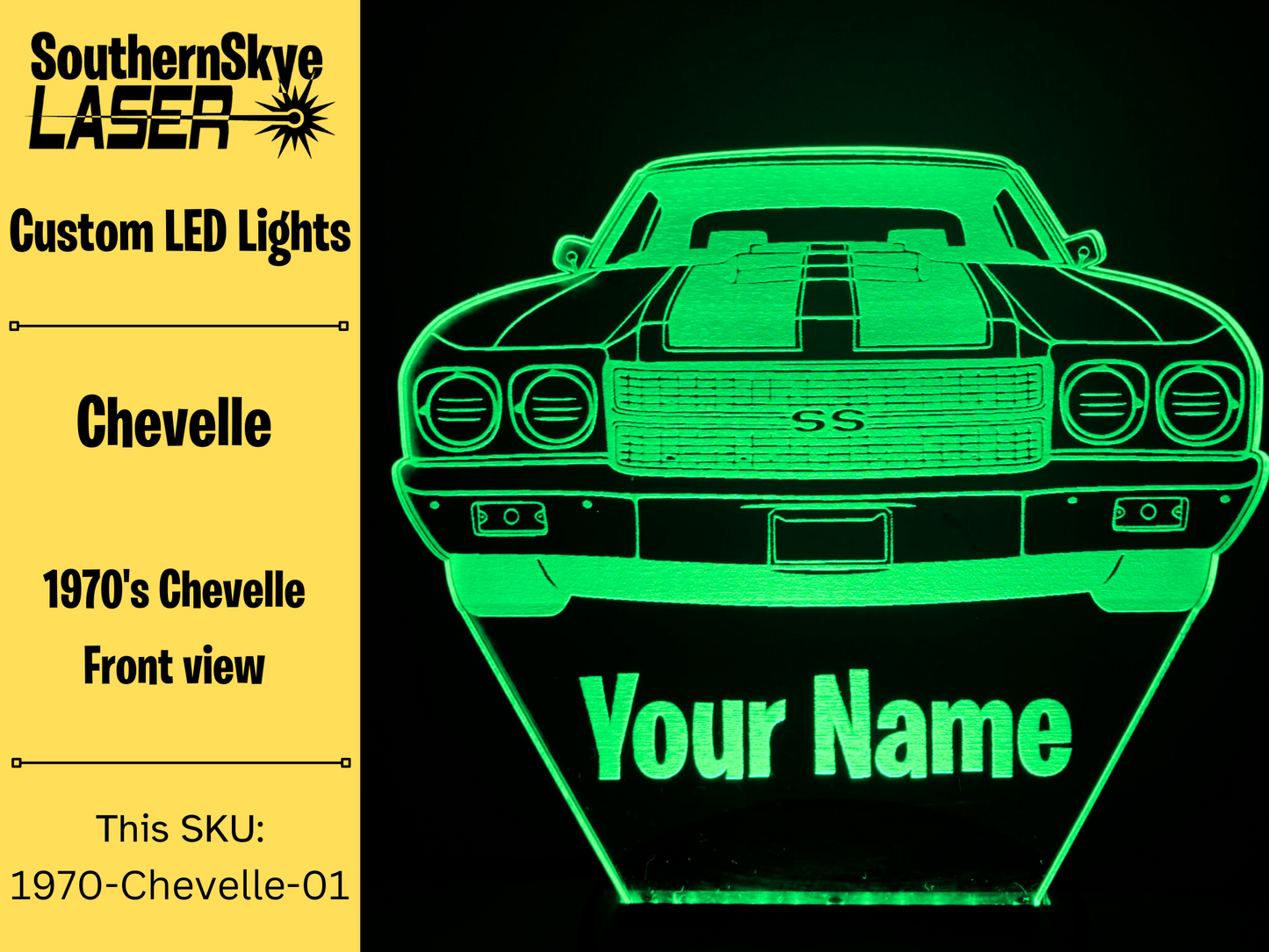 Chevy Chevelle LED Light, Night Light, Desk Light, Personalized Gift, Car Show Trophy