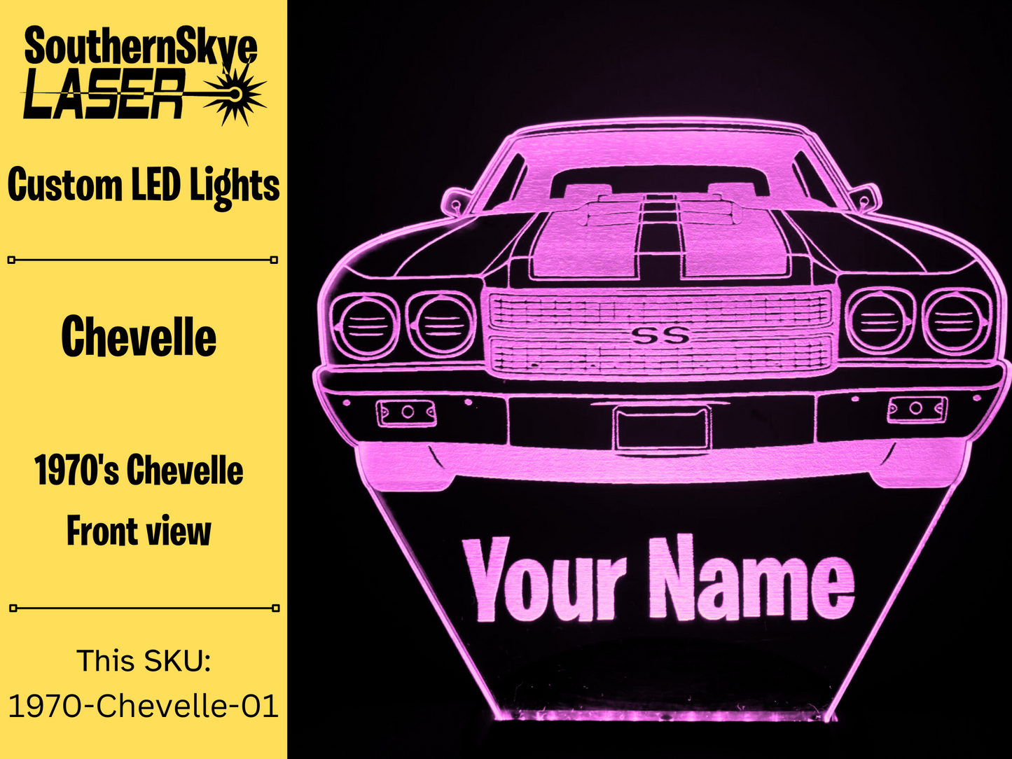 Chevy Chevelle LED Light, Night Light, Desk Light, Personalized Gift, Car Show Trophy