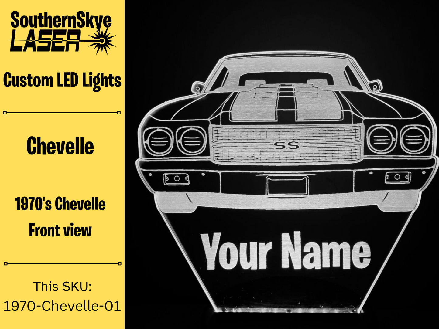 Chevy Chevelle LED Light, Night Light, Desk Light, Personalized Gift, Car Show Trophy