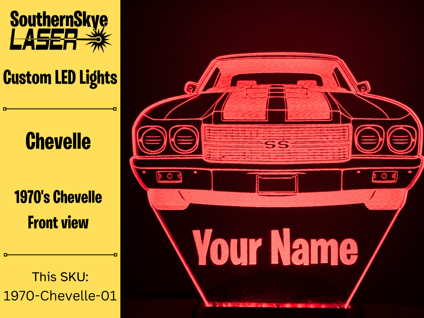 Chevy Chevelle LED Light, Night Light, Desk Light, Personalized Gift, Car Show Trophy