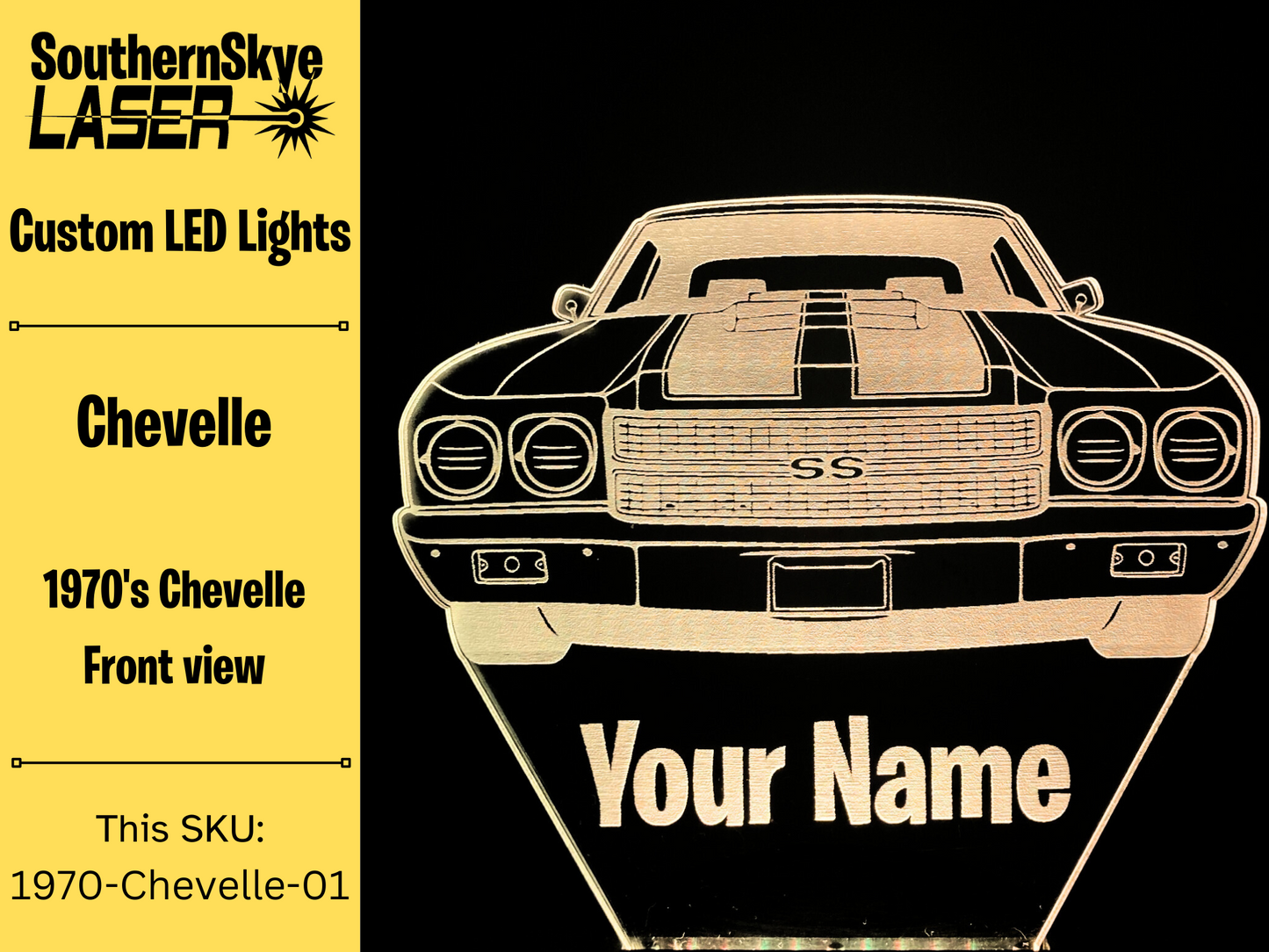 Chevy Chevelle LED Light, Night Light, Desk Light, Personalized Gift, Car Show Trophy