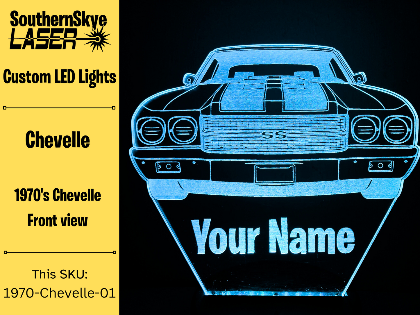 Chevy Chevelle LED Light, Night Light, Desk Light, Personalized Gift, Car Show Trophy