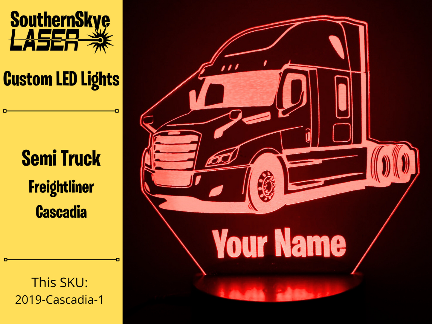 Semi Truck Freightliner Cascadia LED Light, Night Light, Desk Light, Personalized Gift