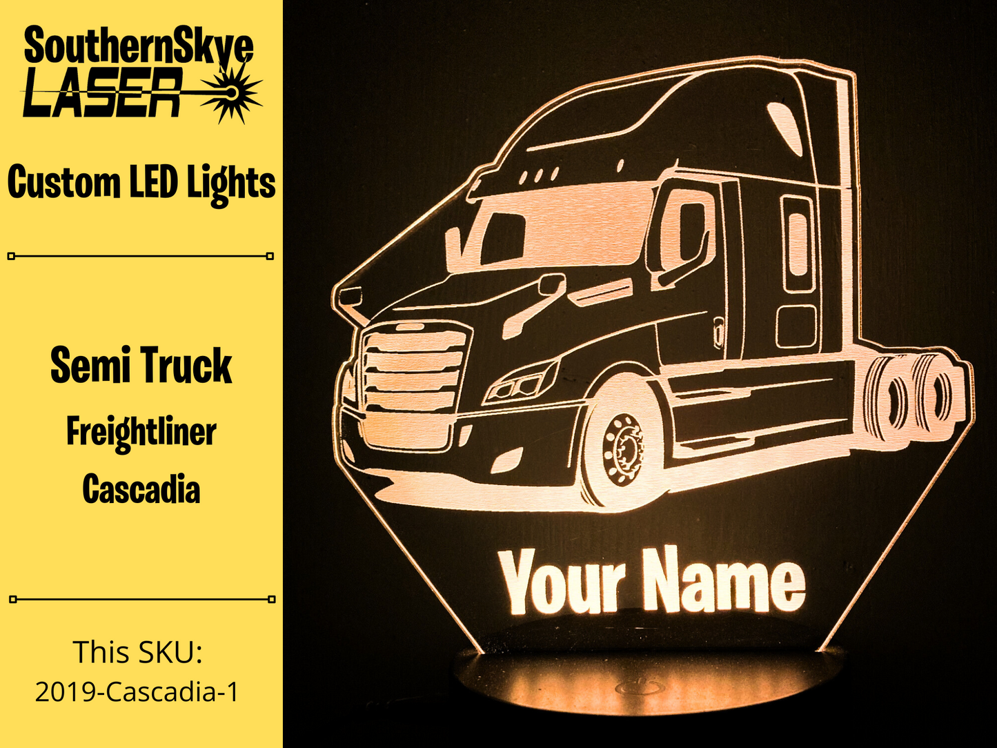 Semi Truck Freightliner Cascadia LED Light, Night Light, Desk Light, Personalized Gift