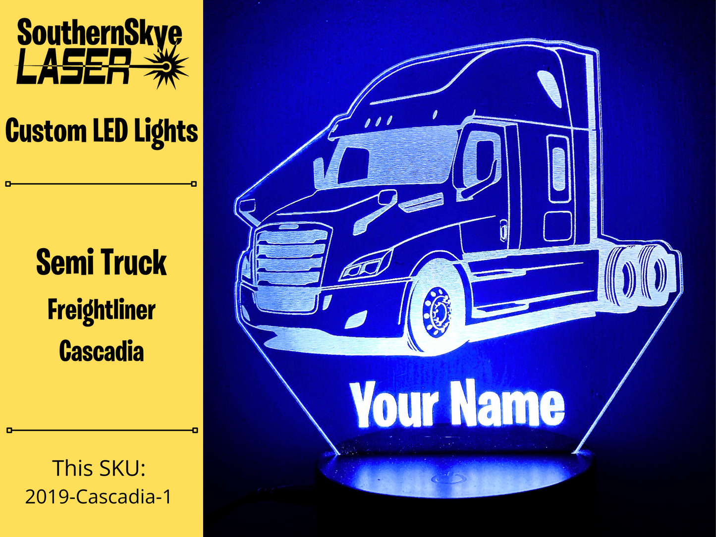 Semi Truck Freightliner Cascadia LED Light, Night Light, Desk Light, Personalized Gift