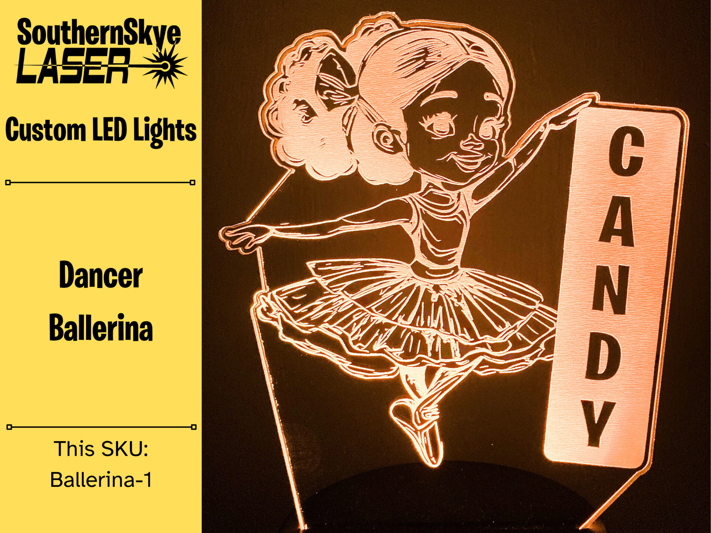 Dancer Ballerina LED Light, Night Light, Desk Light Personalized Gift, Trophy, Award