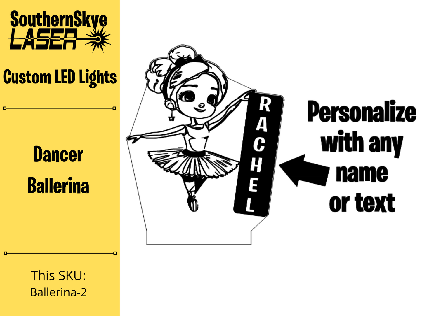 Dancer Ballerina LED Light, Night Light, Desk Light Personalized Gift, Trophy, Award