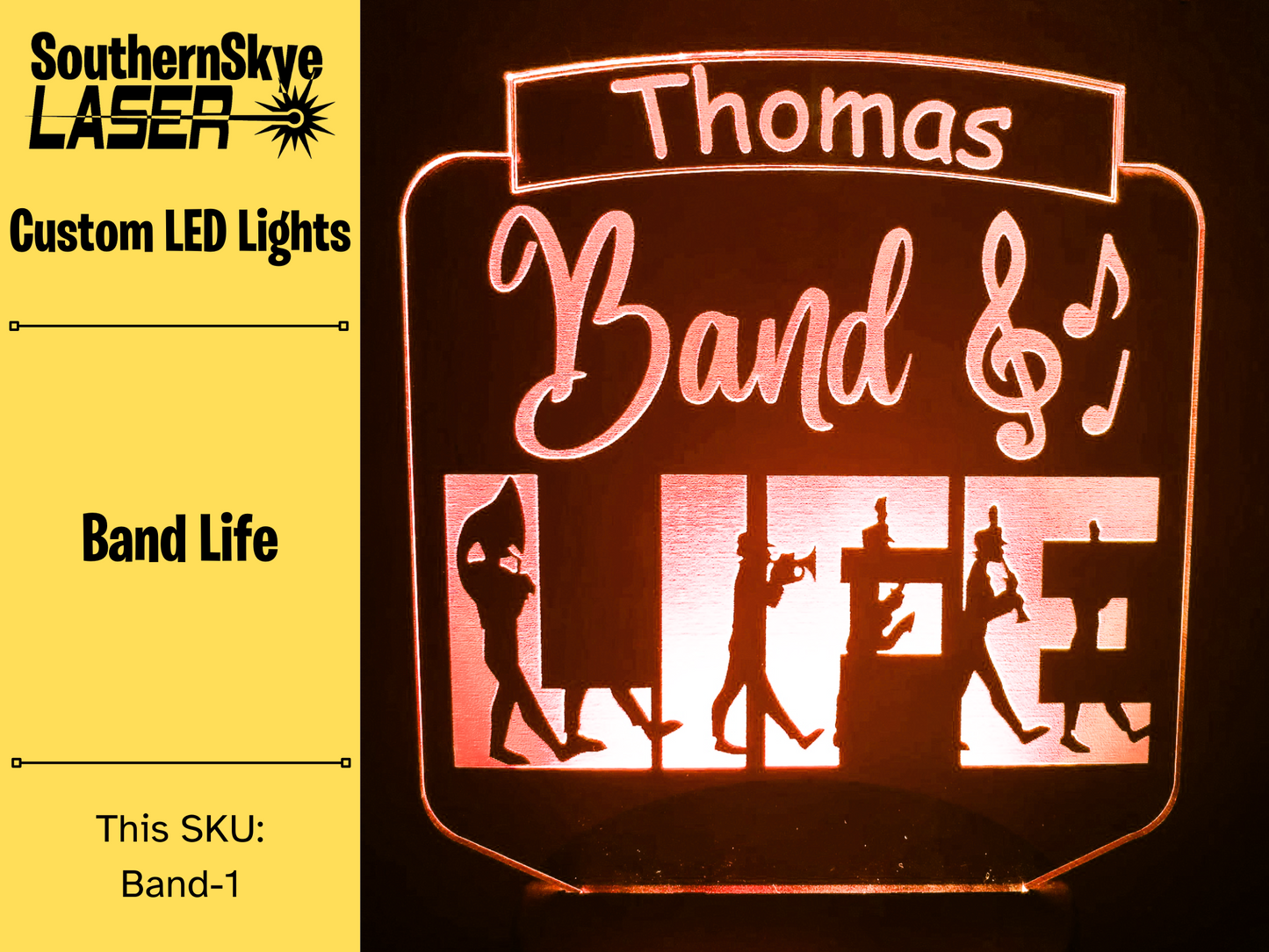 Band Life LED Light, Night Light, Desk Light Personalized Gift, Trophy, Award