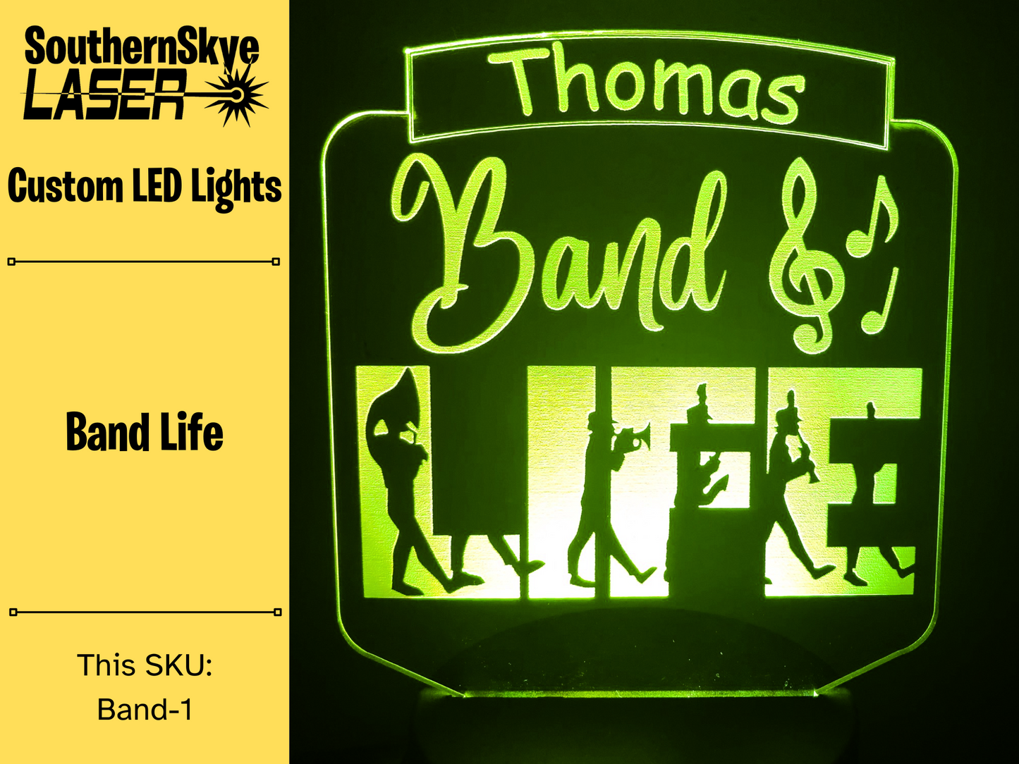 Band Life LED Light, Night Light, Desk Light Personalized Gift, Trophy, Award