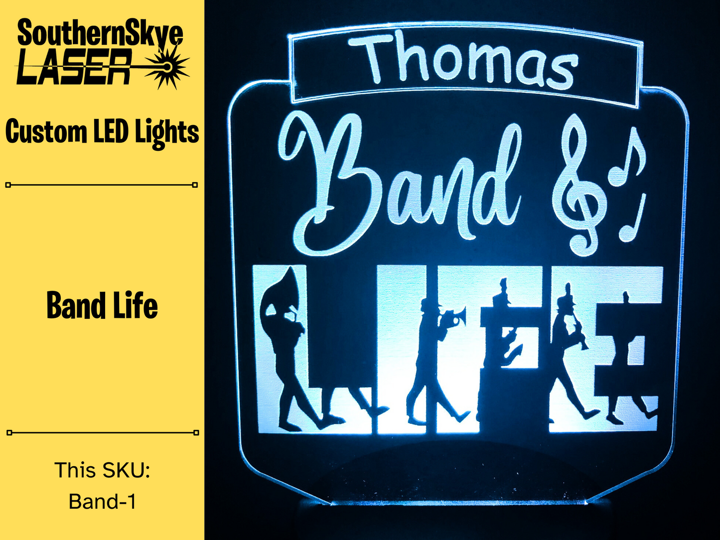 Band Life LED Light, Night Light, Desk Light Personalized Gift, Trophy, Award