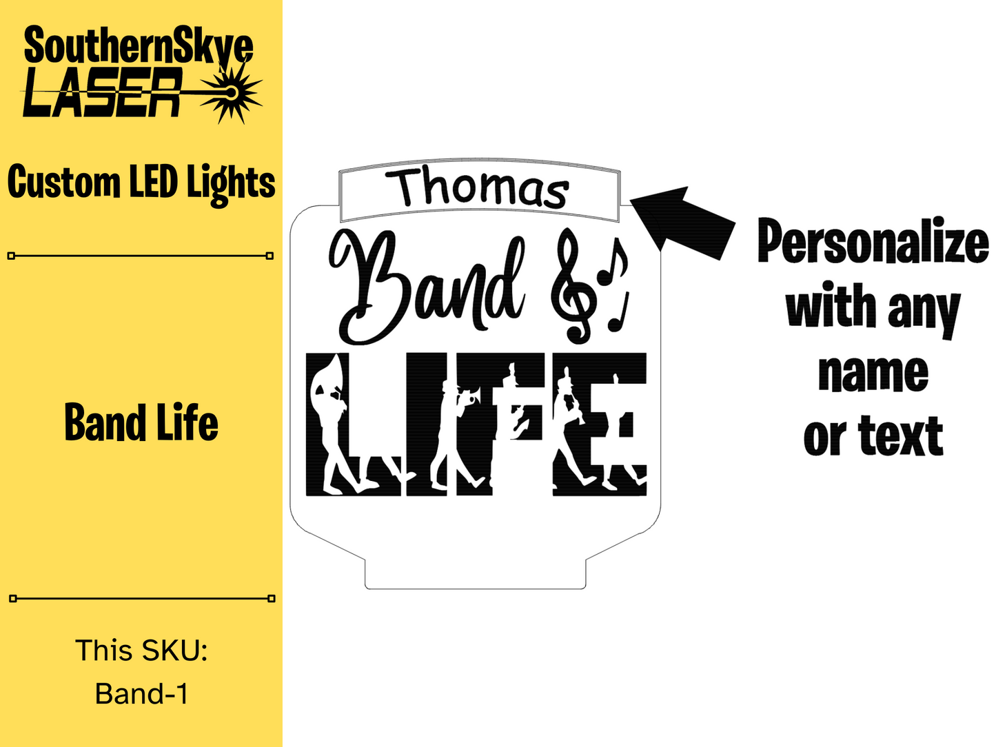 Band Life LED Light, Night Light, Desk Light Personalized Gift, Trophy, Award