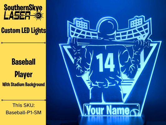 Baseball Player LED Light, Night Light, Desk Light Personalized Gift, Trophy, Award