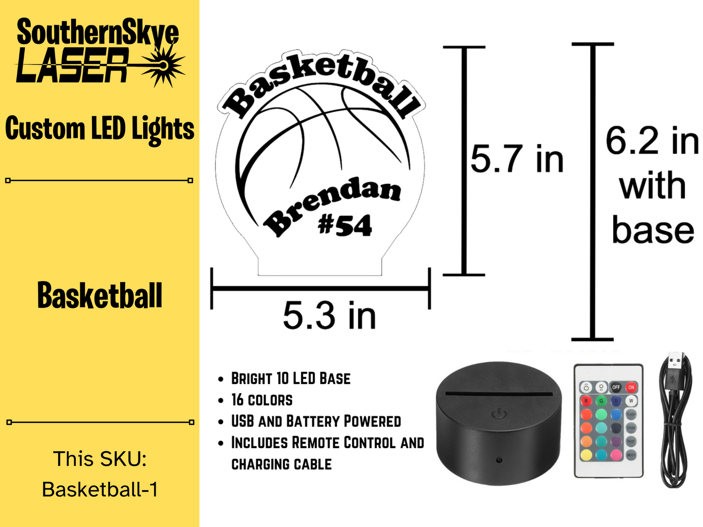 Basketball LED Light, Night Light, Desk Light Personalized Gift, Trophy, Award