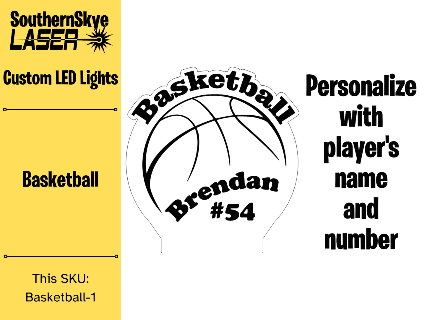 Basketball LED Light, Night Light, Desk Light Personalized Gift, Trophy, Award