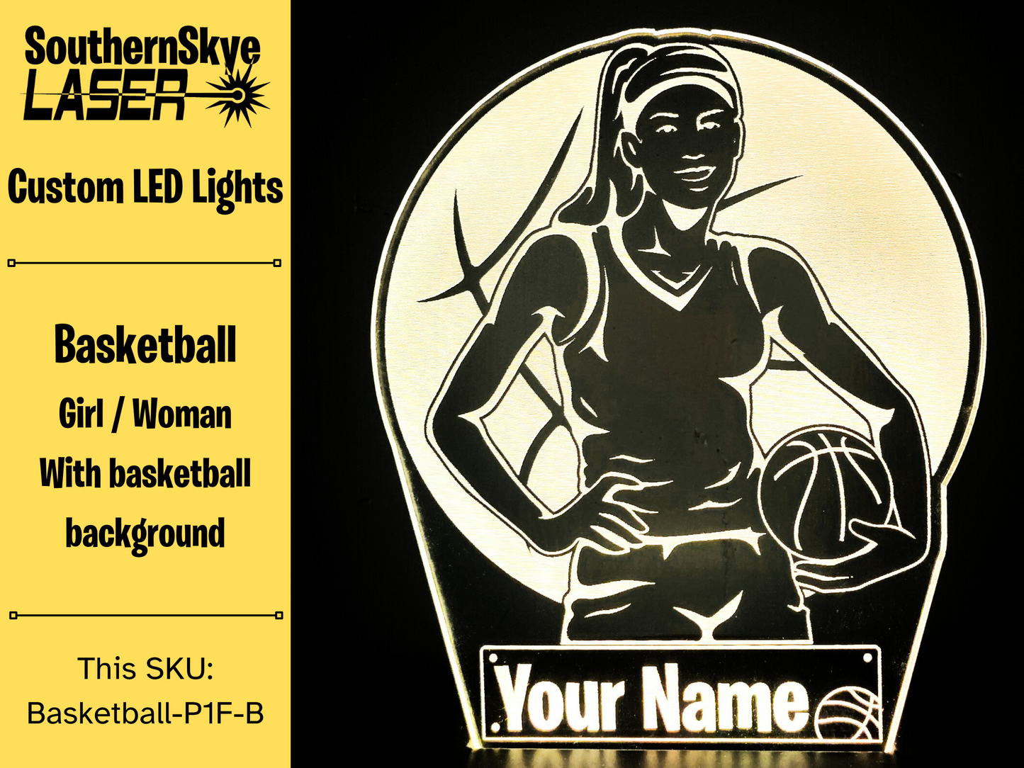Basketball Girl Woman LED Light, Night Light, Desk Light Personalized Gift, Trophy, Award