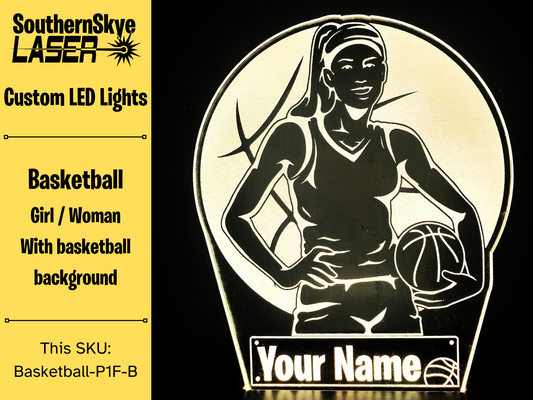 Basketball Girl Woman LED Light, Night Light, Desk Light Personalized Gift, Trophy, Award
