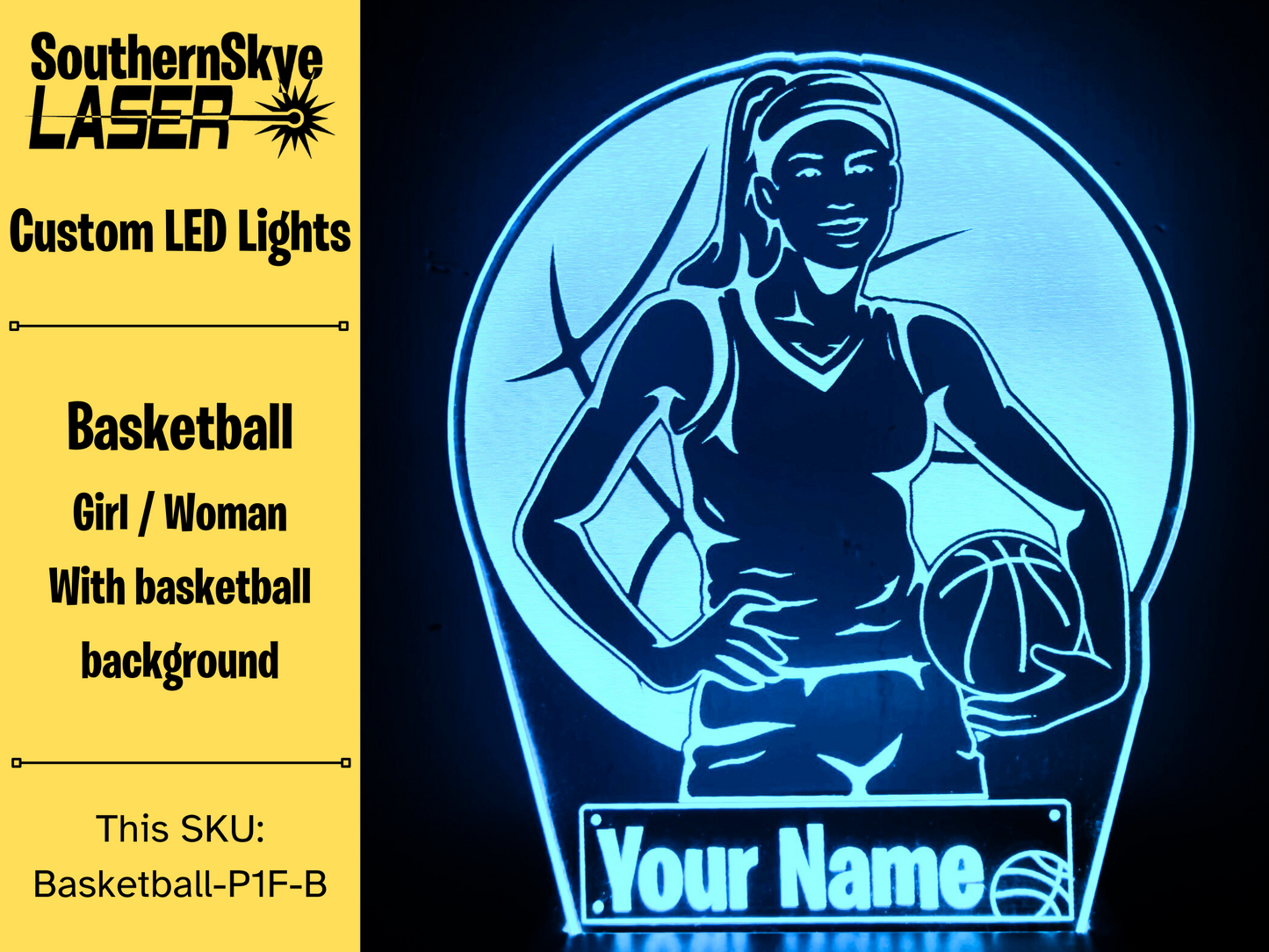 Basketball Girl Woman LED Light, Night Light, Desk Light Personalized Gift, Trophy, Award