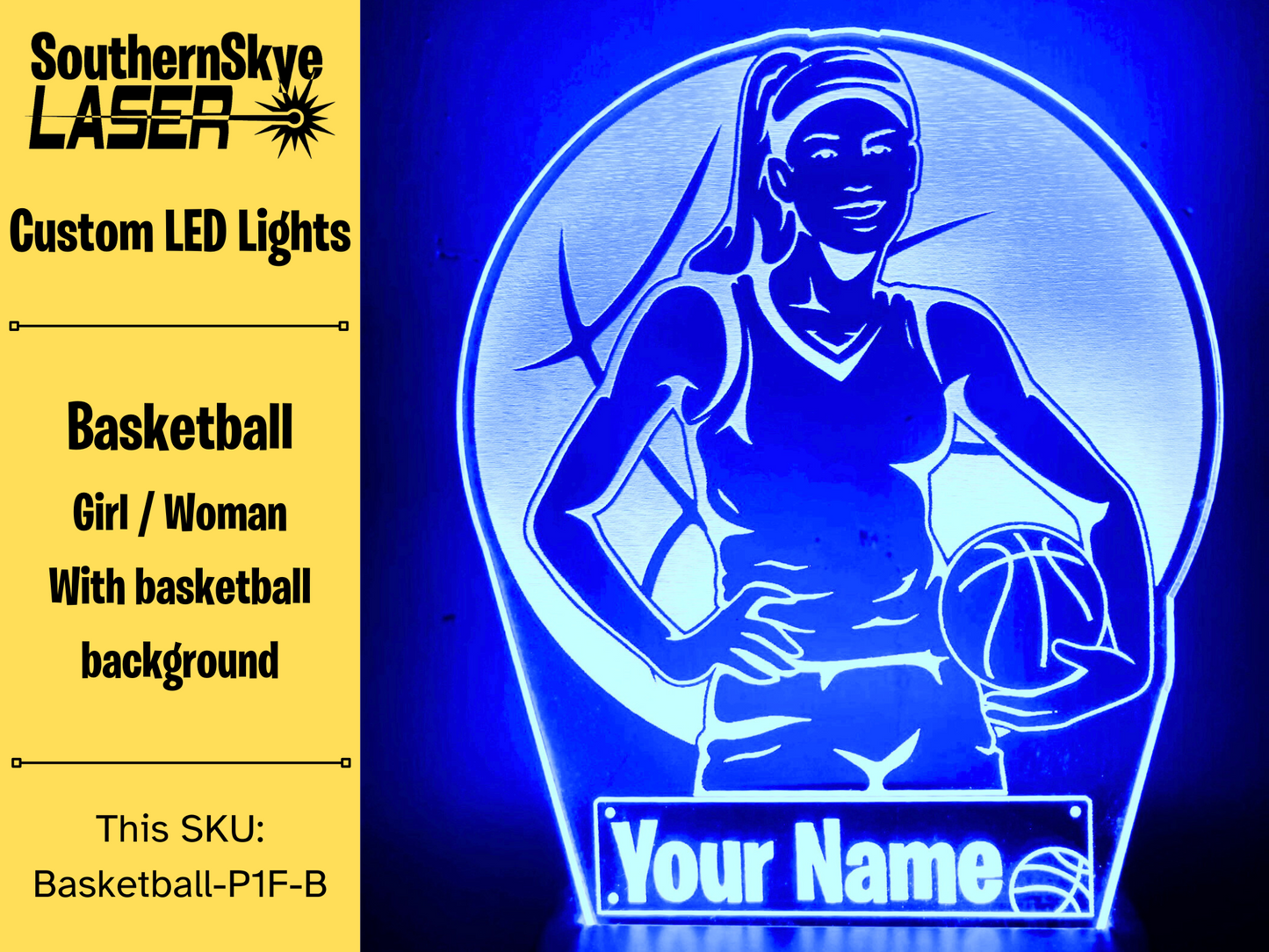 Basketball Girl Woman LED Light, Night Light, Desk Light Personalized Gift, Trophy, Award