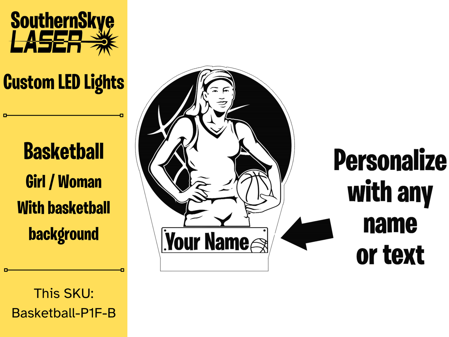 Basketball Girl Woman LED Light, Night Light, Desk Light Personalized Gift, Trophy, Award