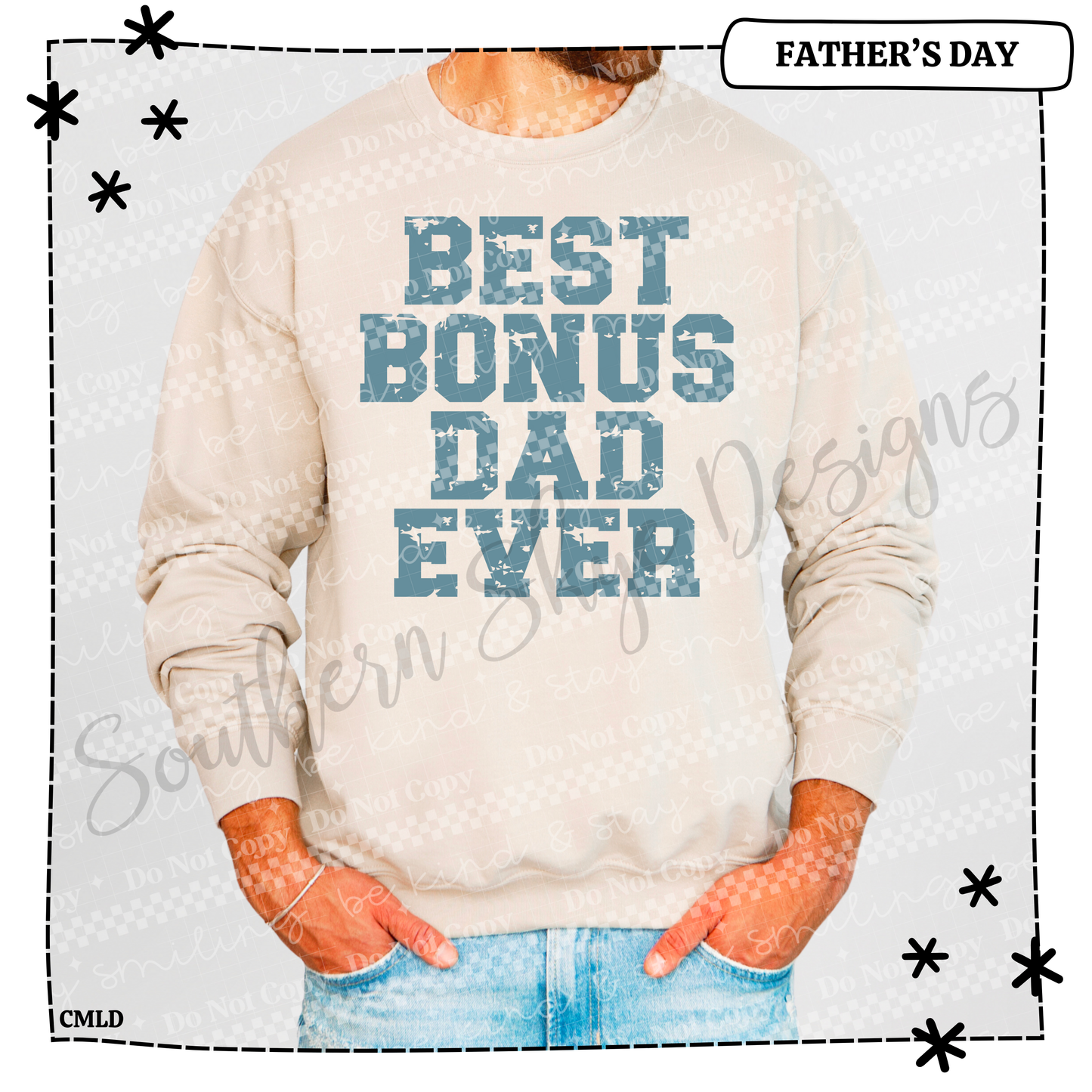 Best Bonus Dad Ever Blue Vintage