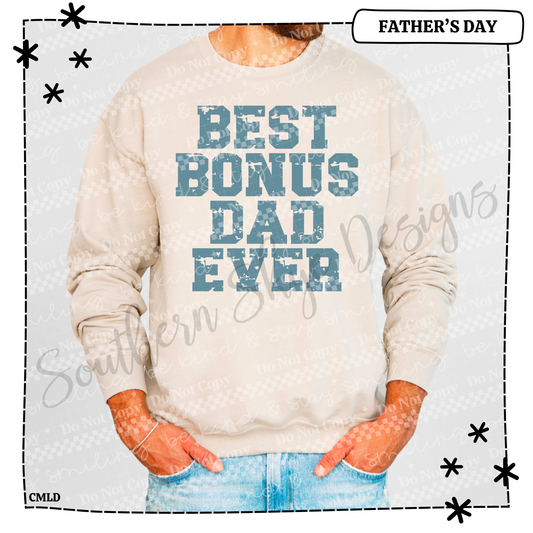Best Bonus Dad Ever Blue Vintage