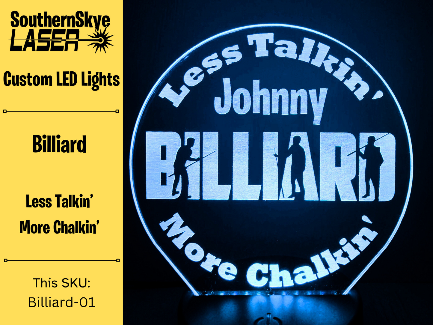 Billiard LED Light Les Talkin' More Chalkin', Night Light, Desk Light Personalized Gift, Trophy, Award