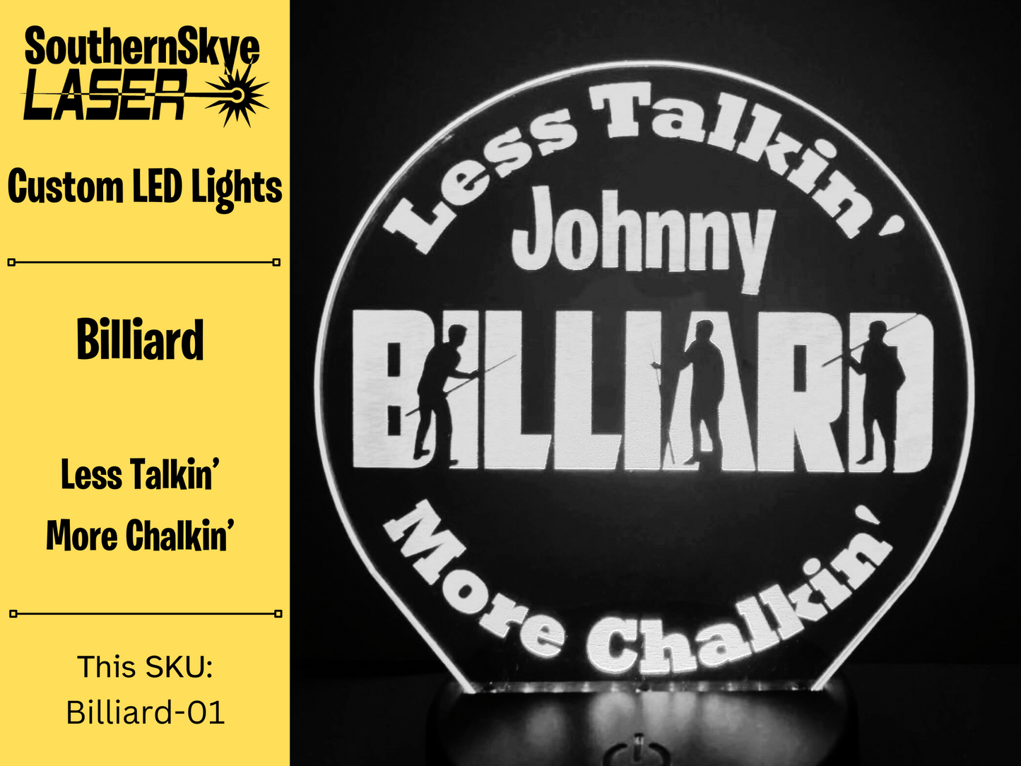 Billiard LED Light Les Talkin' More Chalkin', Night Light, Desk Light Personalized Gift, Trophy, Award