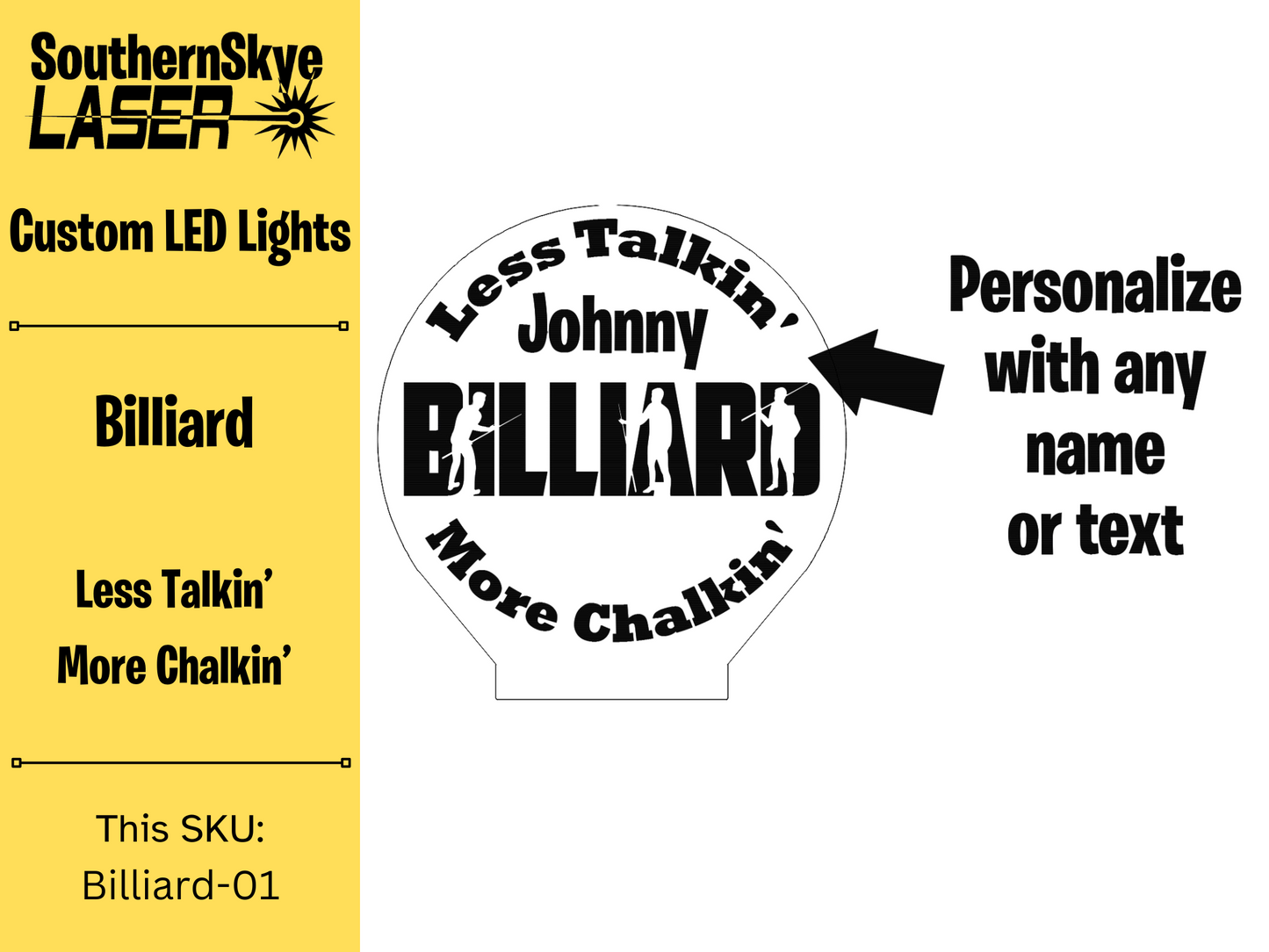 Billiard LED Light Les Talkin' More Chalkin', Night Light, Desk Light Personalized Gift, Trophy, Award