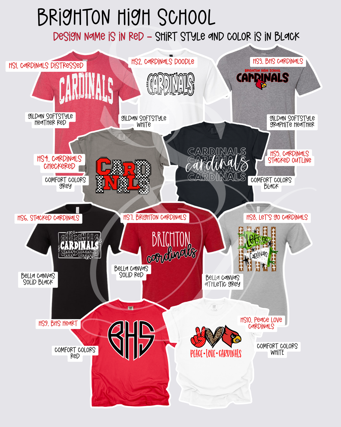 Brighton Cardinals Mix & Match Spirit Wear