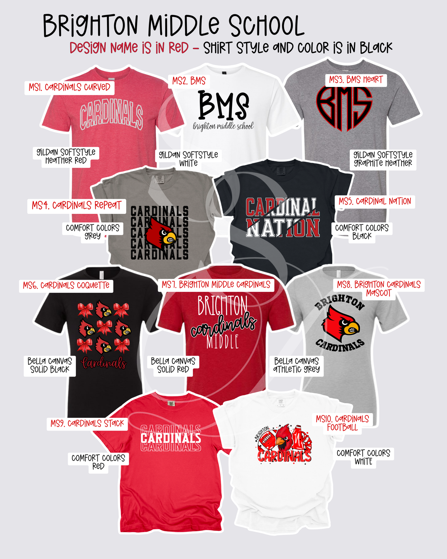 Brighton Cardinals Mix & Match Spirit Wear